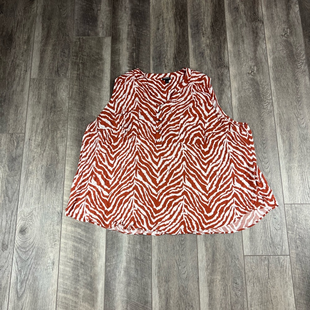 Torrid Orange Print Sleeveless Blouse